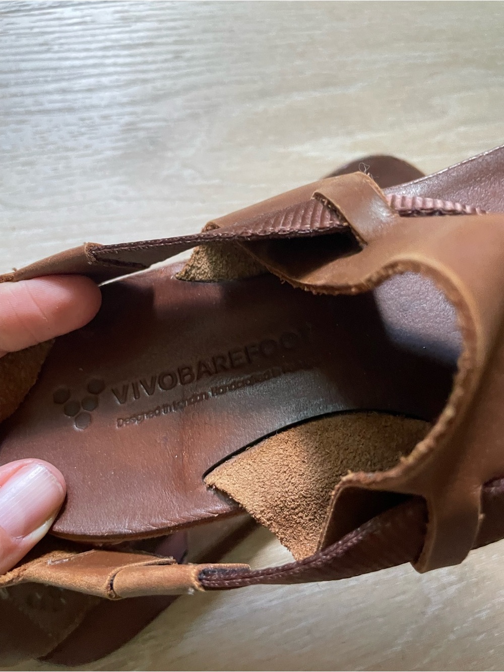 Vivo Barefoot Cognac Brown Leather Open-Front Sandals - Picture 3 of 7